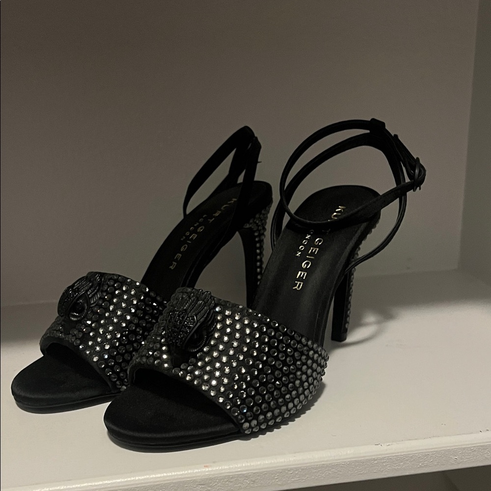 Kurt Geiger Black and Silver Embellished Heels